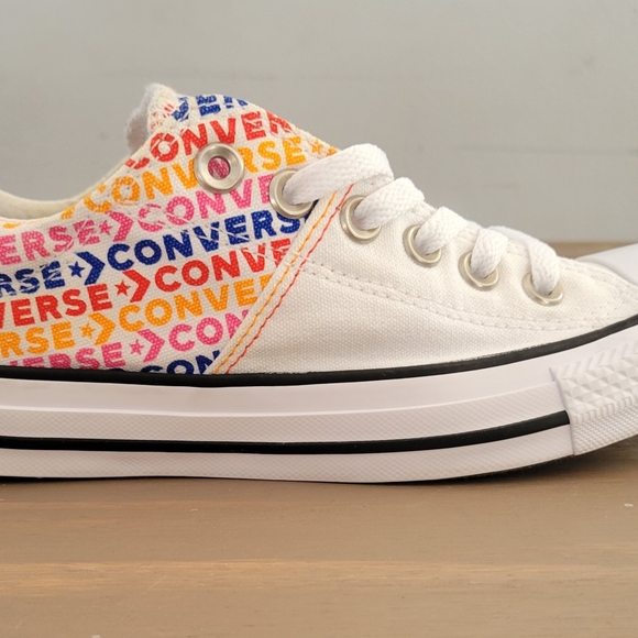 Converse Women's Madison Wordmark Canvas Sneakers, White/Orange/Pink Size 7 - Picture 5 of 8
